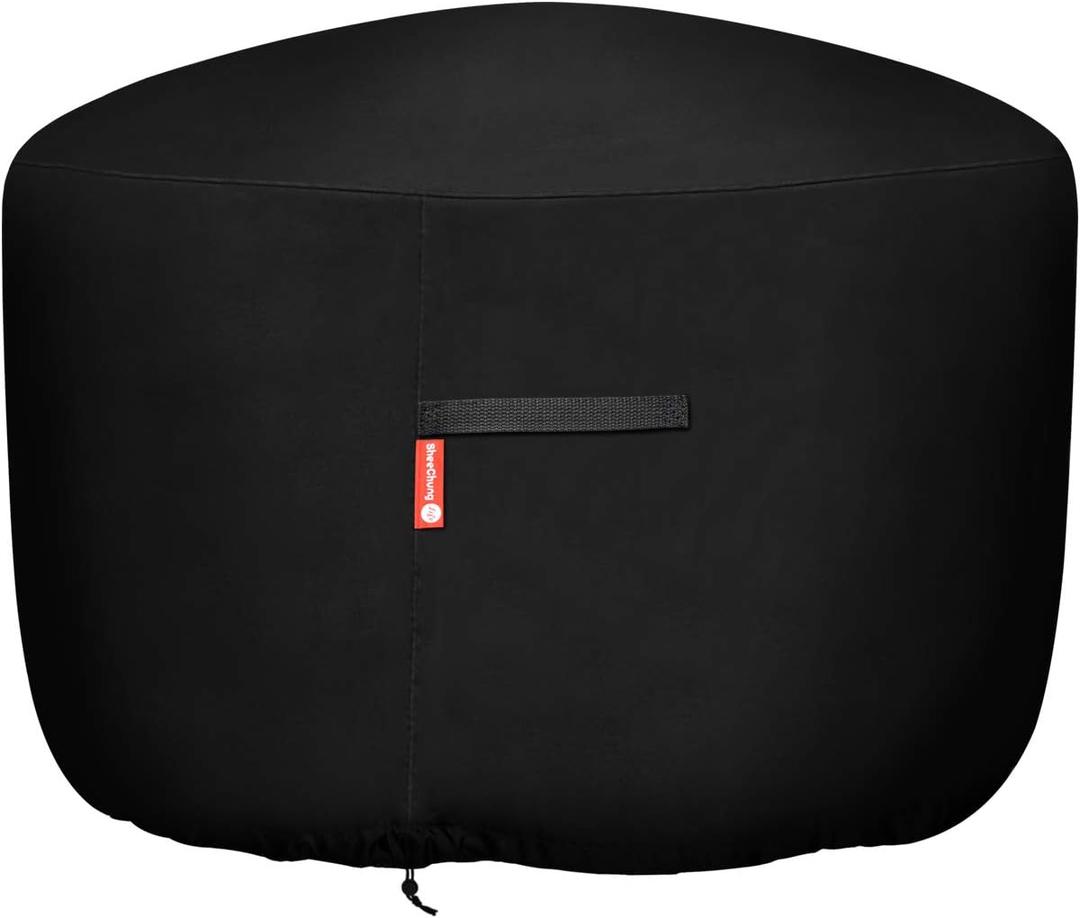 SheeChung Round Gas Fire Pit/Table Cover-Heavy Duty 600D Polyester with PVC Coating Material,100% Weather Resistant and Waterproof,Fits 30",33",36",35", 34" Fire Pit/Bowl Cover,Black,36Dia X 24H
