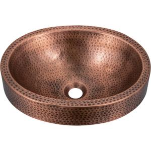 Monarch Abode Bathroom Sink 17-Inch Oval Skirted Drop In Bathroom Sink, Top Mount Hand Hammered Pure Copper Vanity Sinks for Countertop, Powder Room or Restroom, Drop in Sinks for Bathrooms