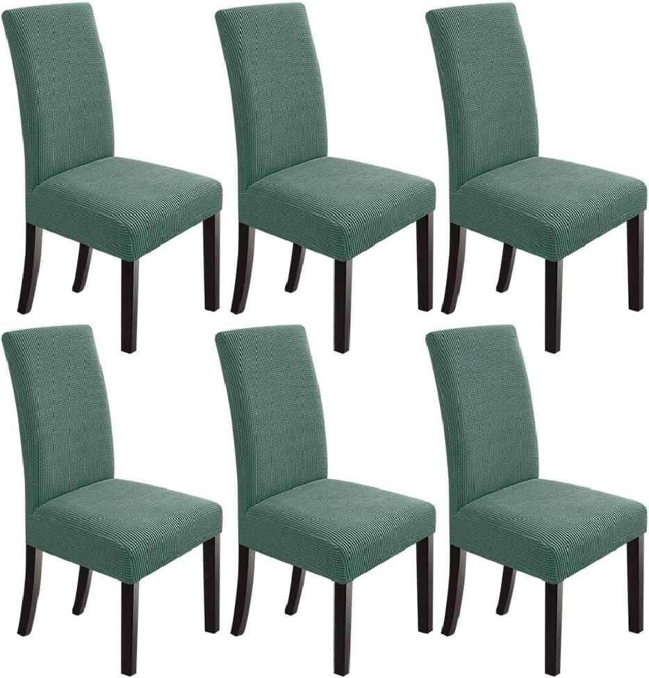 Cover for Dining Chairs Set of 6 Slip Covers for a Dining Chair Kitchen Parsons Chair Covers Washable Chair Covers for Dining Chairs Seat Protector for Hotel, Banquet, Ceremony (Dark Cyan