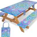 Picnic Table Cover with Bench Covers Fitted Waterproof Camping Tablecloth with Elastic for 6 Foot Rectangle Tables Outdoor Travel Rv Essentials Summer Vacation Accessories Gifts for Men Women, Size: 72*30Inch