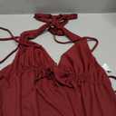 SHENHE Women's Sexy Y2k Going Out Halter Crop Top Open Back Draped Deep V Neck Tank Clubwear (Large, Burgundy)