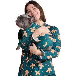 Spark Paws Christmas Matching Dog and Owner Pajama Top, Festive Holiday Family Outfit Sets (Medium, Top - Gingerbread Man)