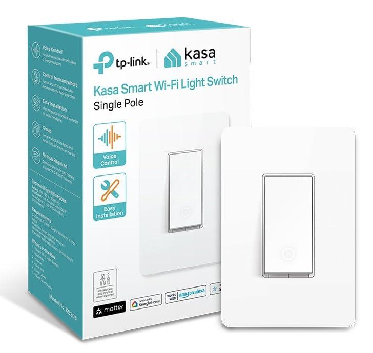 Kasa Matter Smart Light Switch: Voice Control w/Siri, Alexa & Google Assistant | UL Certified | Timer & Schedule | Easy Guided Install | Neutral Wire Required | Single Pole | 2.4GHz Wi-Fi | KS205 (1 Pack)