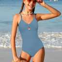 KANGKANG Girls Swimsuit, Solid Color Girl One Piece Swimsuits with Tropical Print Drawstring Cover Up Bathing Suits Set 9-16Y
