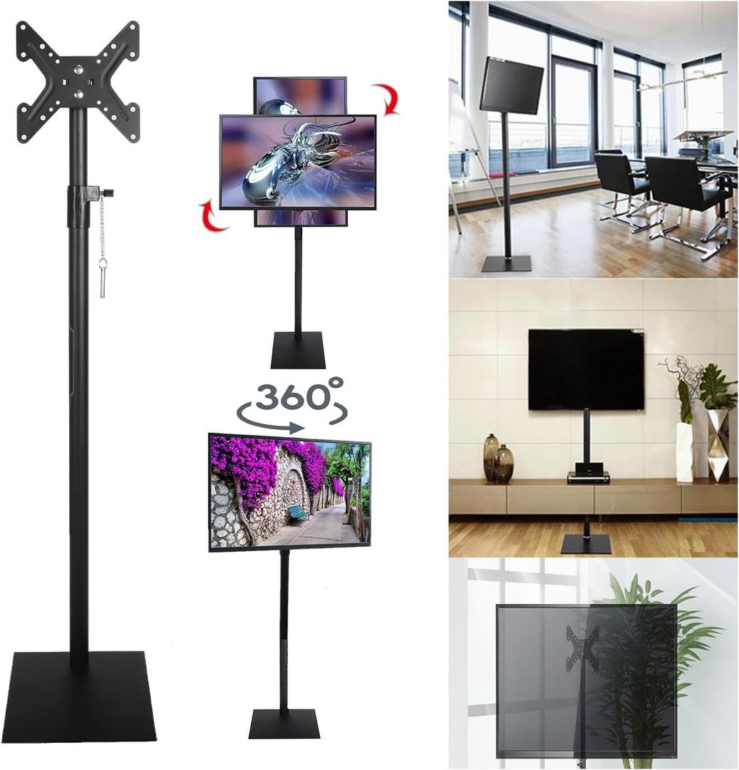 MYOYAY Universal Swivel TV Stand Tilting Free Standing TV Mount Stands with Height Adjustable 360 Degree Swivel Floor TV Stand for 12 to 43 inch TVs