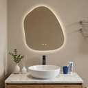 HOMECOOKIN LED Irregular Bathroom Mirror with Lights, 22 x 24 Inch Asymmetrical Backlit LED Vanity Mirror for Wall, Anti Fog Mirror for Bathroom, 3 Colors and Dimmable Light, Horizontal/Vertical