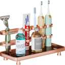 Electric Toothbrush Holder for Bathroom Countertop 5 Metal Slots Toothpaste Razor Mouthwash Organizer, Rose Gold