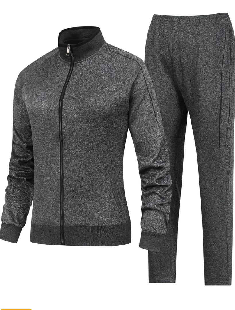 Women's 2 Pieces Athletic Tracksuit Full-Zip Workout Sweatsuit with Active Jackets and Pants, Size Small