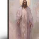Framed Jesus Christ Christian Wall Art Decor Canvas Print Wall Painting Canvas Poster Picture Faith Religious Artwork for Living Room Bedroom Church Gallery Decor 12x16 Inch Ready to Hang (Purple Commoner Jesus)