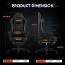Gaming Chair,Ergonomic Computer Gaming Chair,400lb Load-Bearing,Retractable Footrest/Waist Support/Ergonomic Backrest[Spring + 4D Sponge] (Black), XX-Large