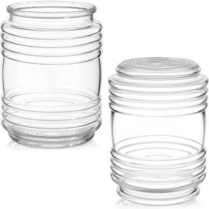 2 Pcs Clear Cylindrical Glass Lamp Shade Replacement, 3-1/4-inch Fitter Opening, 3.7 in W x 4.8 in H Porch Jelly Jar Light Fixture for Outdoor Patio Exterior Wall Front Door