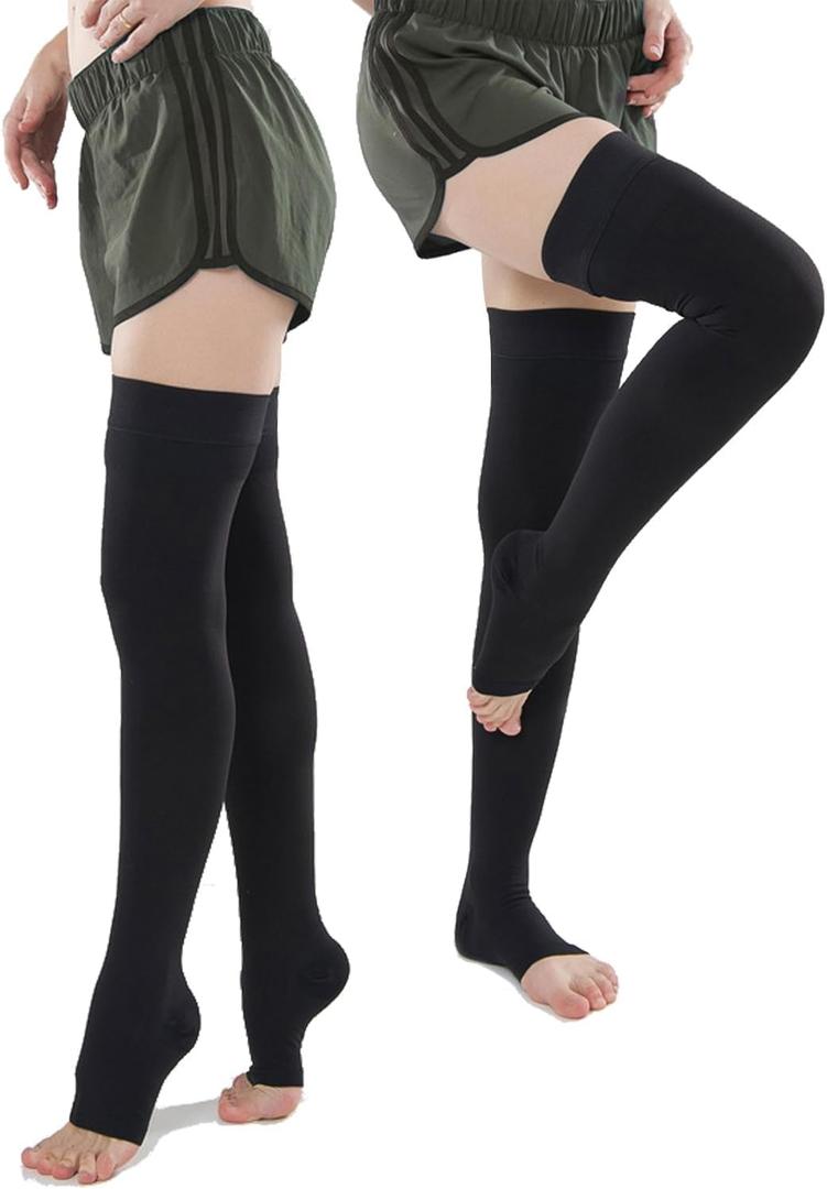 Anti Embolism Ted Hose Thigh High 20-30 mmHg Compression Stocking Toeless,Post Surgery Nurse Compression Socks Support for Women & Men, M