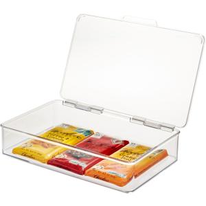 iDesign Kitchen Binz BPA-Free Plastic Stackable Organizer Box with Lid - 7.26" x 10.75" x 2.37", Clear