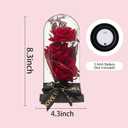 2 x 3 Blossoms Artificial Roses in Clear Dome with LED Lights Mother's Day Decorations - Preserved Flowers Fake Roses for Wedding Candlelight Dinner Anniversary