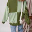 SHEWIN Womens Oversized Color Block Sweatshirts Casual Loose Button Henley Pullover Tops (S)