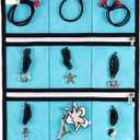 Hanging Jewelry Organizer with 10 Zippered Clear Pockets for Travel Suitcase and Home Closet Jewelry Storage Bag (BLUE)