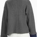 KEOMUD Women's Fall Button Down Knit Cardigan Sweater Casual Cropped Shacket Jacket with Denim Lapel Pockets Cuff (S)