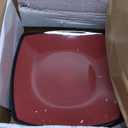 Gibson Elite Soho Lounge Square 16-Piece Dinnerware Set, Service for 4, Reactive Glaze Stoneware Plates and Bowls, Modern Dishes, Microwave & Dishwasher Safe – Red and Black