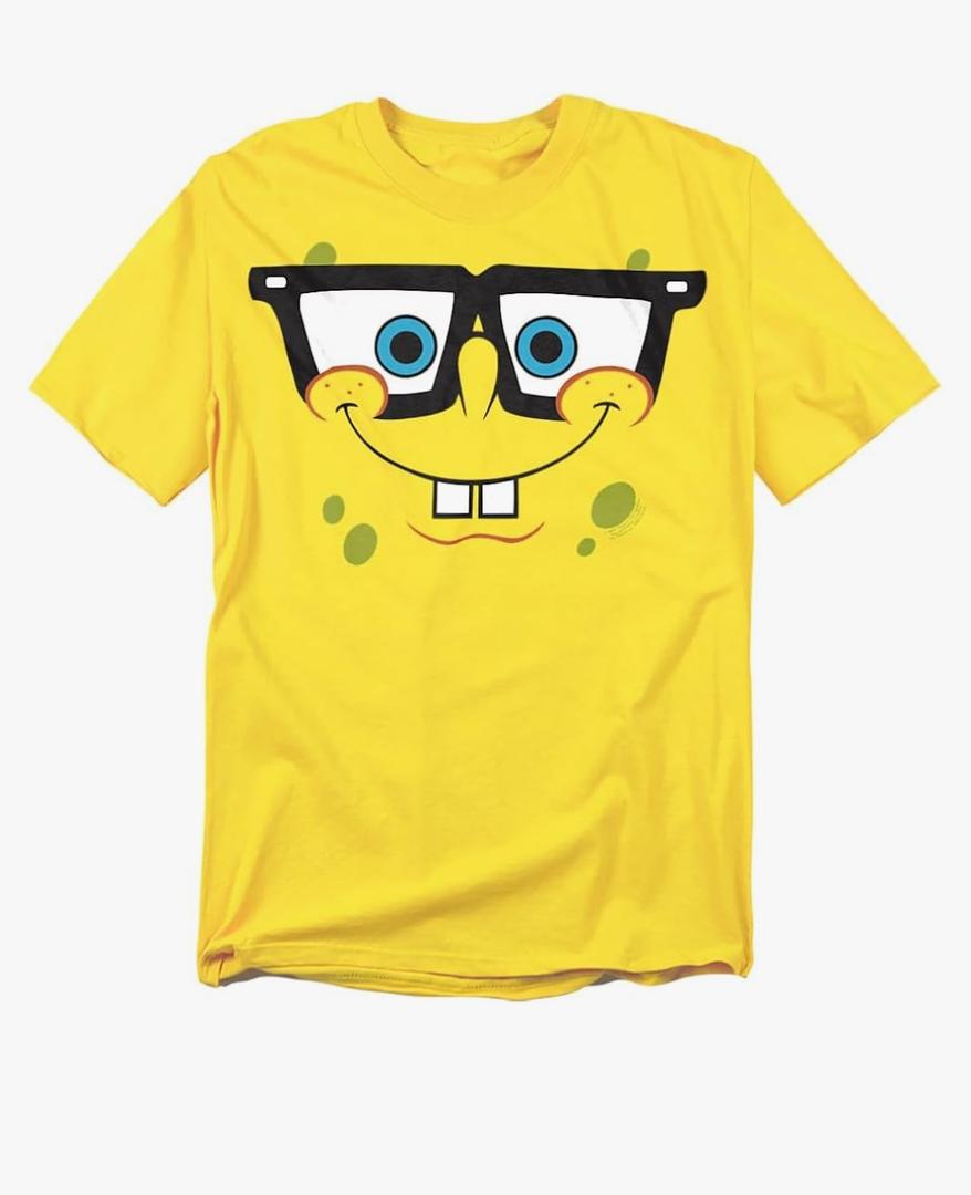 GILDAN Classic Spongebob Unisex Adult Halloween Costume T Shirt, Nerd Face, Medium GILDAN Classic Spongebob Unisex Adult Halloween Costume T Shirt, Nerd Face, Medium