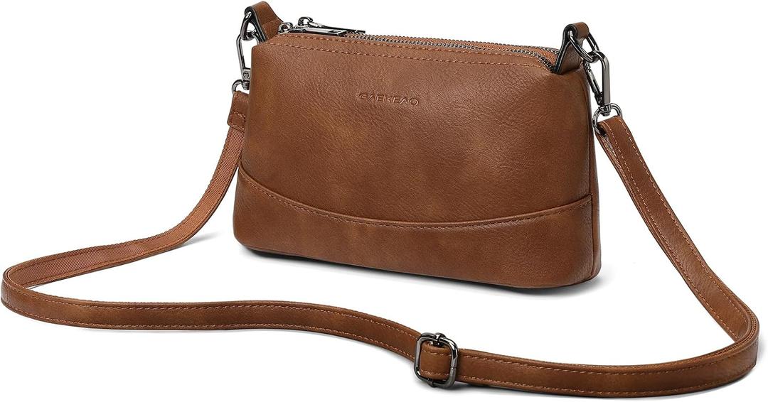 GAEKEAO Crossbody Bags for Women Small Cross Body Purses Vegan Leather Shoulder Bag Travel Purse with Adjustable Strap (A01 Brown)