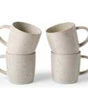 famiware Coffee Mugs Set of 4, Meteor 13 oz Ceramic Mug Cup Set with Handle for Coffee, Tea, Cappuccino, Latte, Milk, Creamy White, 4 Count