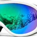 SPOSUNE Ski Goggles Over Glasses with Dual lens, Anti-fog Anti-UV Snow Goggle for Men Women Youth Skiing Snowmobile (Black +Green Lens)