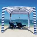 CoolCabana Beach Shade Tent - Easy Setup, UPF 50+ Protection, Large & Medium Sizes, Compact & Wind Resistant - Beach Cabana for The Whole Family - Navy Stripes, Medium (43ft2 - 66 x 66)