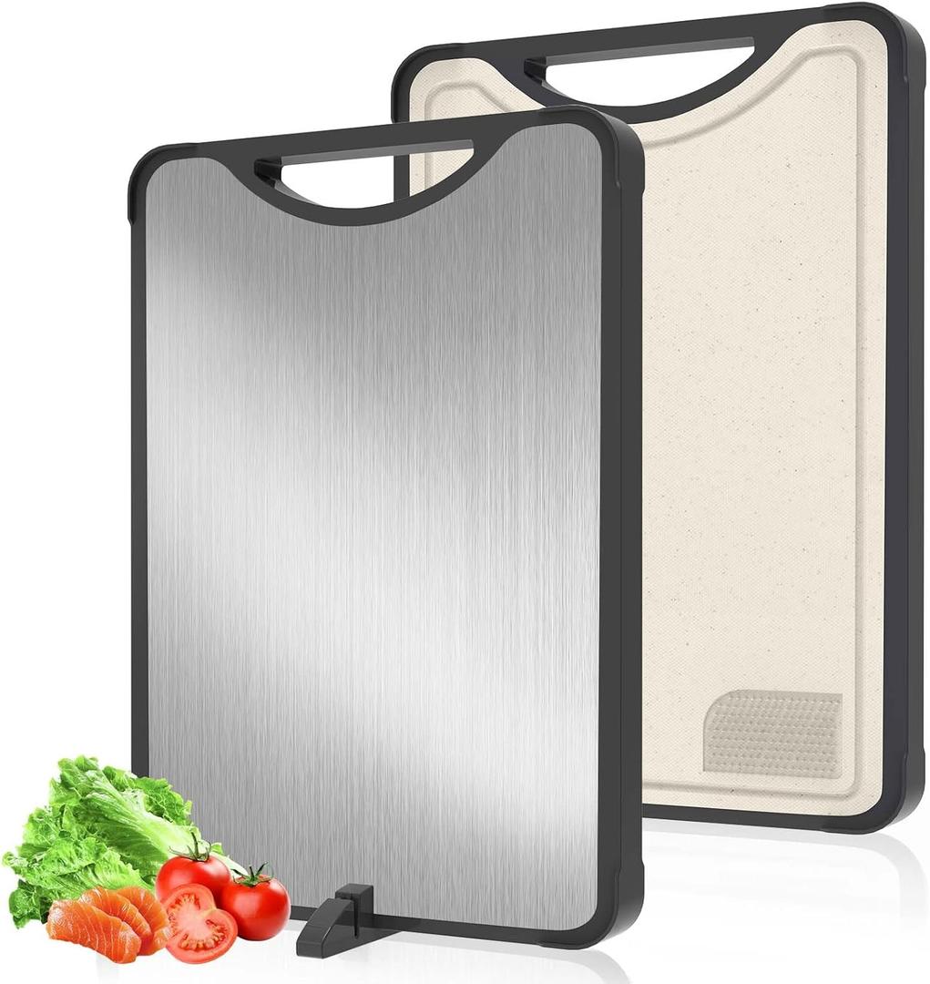 Titanium Cutting Board  2-in-1 Double Sided Chopping Boards for Kitchen, SGS Food-Grade Certified, Pure Titanium & Wheat Straw PP, Dishwasher Safe, Ideal for Meat, Vegetables & Family Cooking (1611)