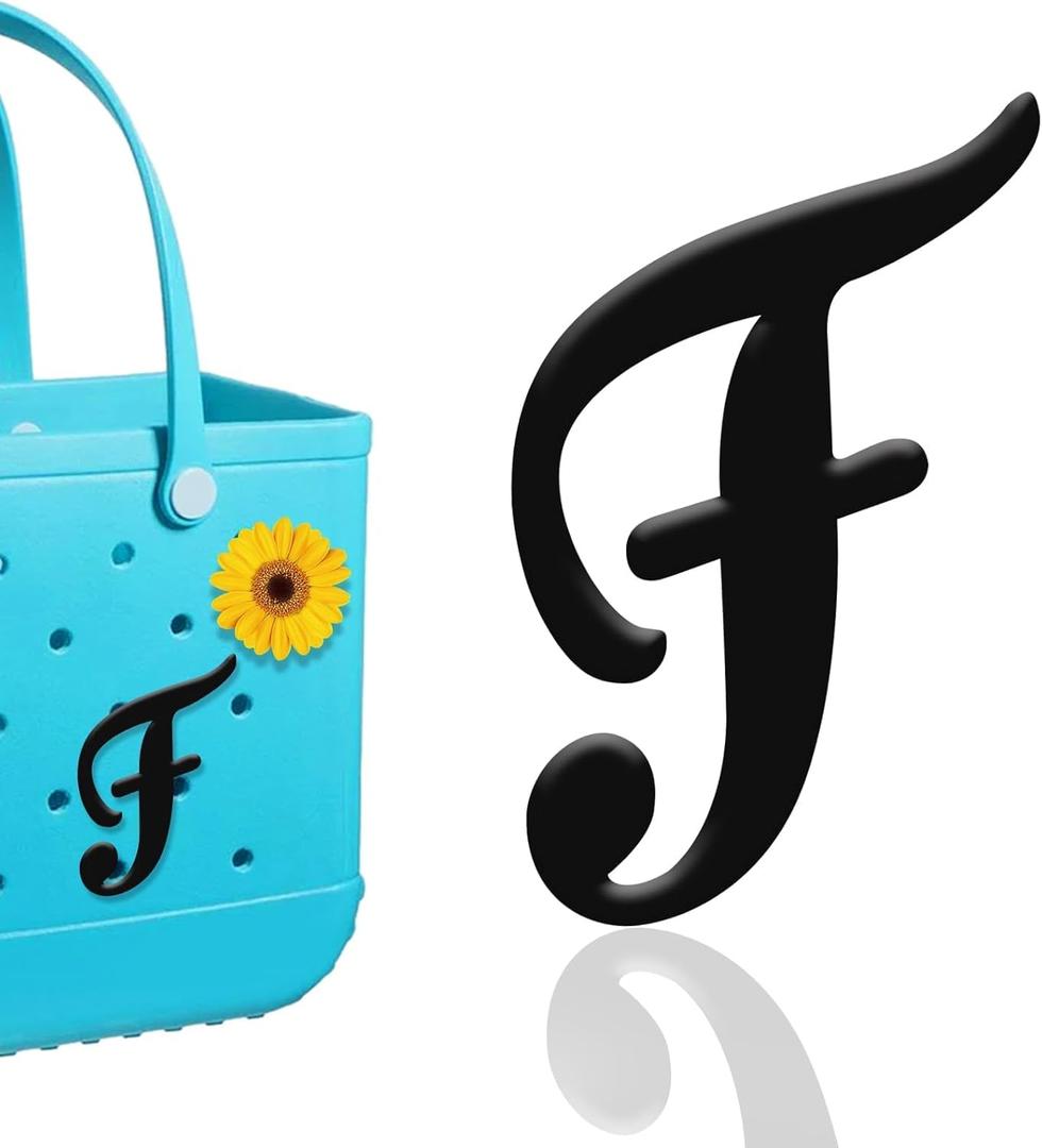 From Source To Site Black Letter Charms for Bogg Bag Alphabet Lettering Accessories Charms Compatible with Bogg Bag, Insert Decorative Letter for Handbag Beach Tote Bag, 8 Centimeters