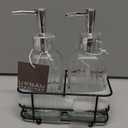 Urban Habitat Glass Hand and Soap Dispenser Set with Metal Pump - Includes Metal Caddy, 8oz (Chrome Rustic)