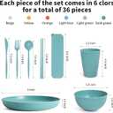 Wheat Straw Dinnerware Sets, Unbreakable Dinnerware Set for 6,Reusable Lightweight Tableware Dinner Dishes, Bowls, Cups, tableware, 24pcs Dinnerware Microwave & Dishwasher & Kids Safe