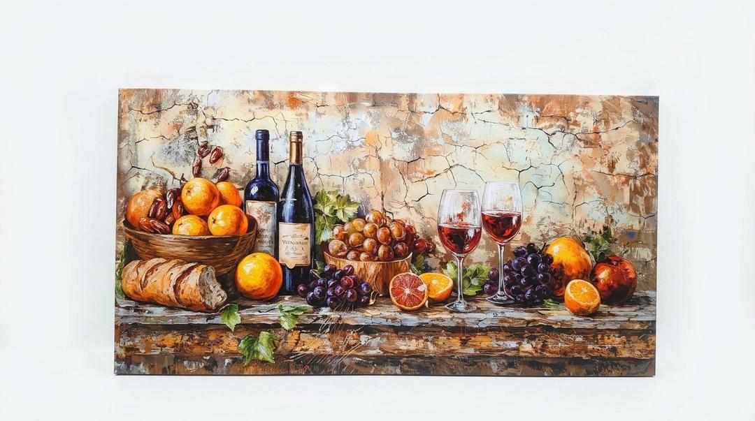 Canvas Wall Art For Living Room Wall Decor For Bedroom Kitchen Wall Decoration Wine Glass Landscape Painting Farmhouse Pictures Artwork Room Aesthetic Home Decor, 24x48