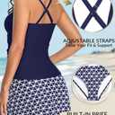 Talisea Womens Tankini Bathing Suits with Skirt Two Piece Tummy Control Swimsuits Ladies Swimwear (Blue, XL)