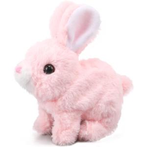 Hopping Walking Bunby Realistic Bunny Toy Rabbit Toy with Sounds, Wiggling Ears, Twitching Mouth and Nose, Educational Interactive Bunny Bunbi for Baby (Pink)