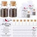 Tanlade 100 Sets Funeral Favors Include Funeral Prayer Card Celebration of Life Card Seed Bag Glass Bottle with Cork Organza Bag for Veterans Memorial Loss of Loved One, No Seed(Cardinal)