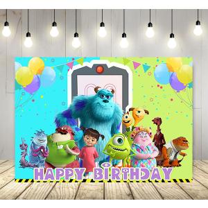 Cartoon Monster Inc Backdrop for Birthday Party Supplies 5x3ft Monster Inc and Boo Theme Baby Shower Banner for Birthday Party Cake Table Decoration