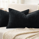PHF Truly Velvet Pillowcases King Size, No Insert, 2 Pack Ultra Soft Breathable Pillow Shams Covers with Envelope Closure, 20" X 36" Luxury Cozy Warm Fuzzy Flannel Pillow Cases, Black