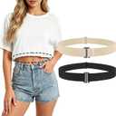 JASGOOD Crop Top Tuck Waist Band for T-Shirts Adjustable Sweater Tuck Band Belt Elastic Belts for Women 2 Pack (Black+khaki)