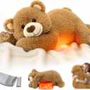 Mewaii Weighted Stuffed Animals for Adults & Kids, 2-5 lbs - 23" Heatable Coolable Bear Plush, Microwavable Adjustable Removable Inner Pad, Realistic Hug Comfort Gift (Brown)
