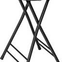 Lavish Home Folding Stool with Padded Backless Seat, Black, 24 Inch