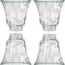 4 Pack Clear Hammered Glass Shade, Bell Shaped Light Fixture Replacement Globe or Cover with 2-1/8-Inch Fitter for Ceiling Fan Light Chandelier Wall Sconce, G0014