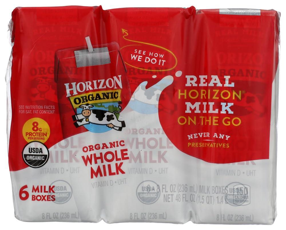 HORIZON ORGANIC Organic Whole Milk 6pk, 48 FZ, BB: 30APR26