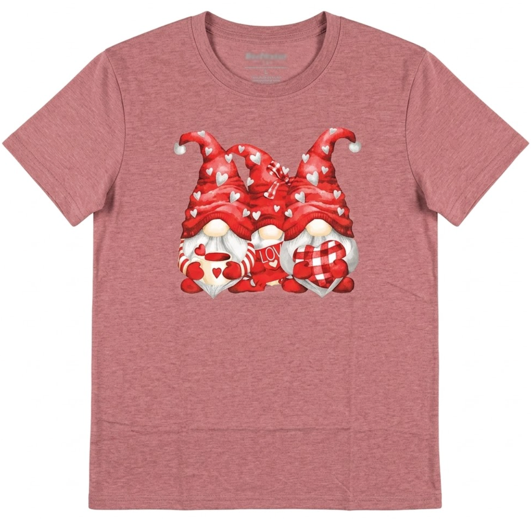 CQF Women Valentines Day Shirts Cute Gnome Love Heart T-Shirt Casual Lover Wife Day Tee Tops