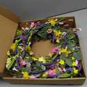 J'FLORU Spring Wreaths for Front Door 22 Inch Artificial Summer Wreath Daisy and Lavender Wreath with Wildflowers for Home Wall Farmhouse Springtime Easter Holiday Party