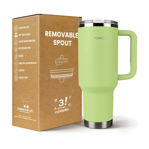 40oz Tumbler with handle & Removable Drinking Spout, 100% Leakproof, Reusable insulated Stainless Steel Water Bottle - Durable Base & Lid, Fits in Cup Holder, Travel/Gym/Office- Key Lime