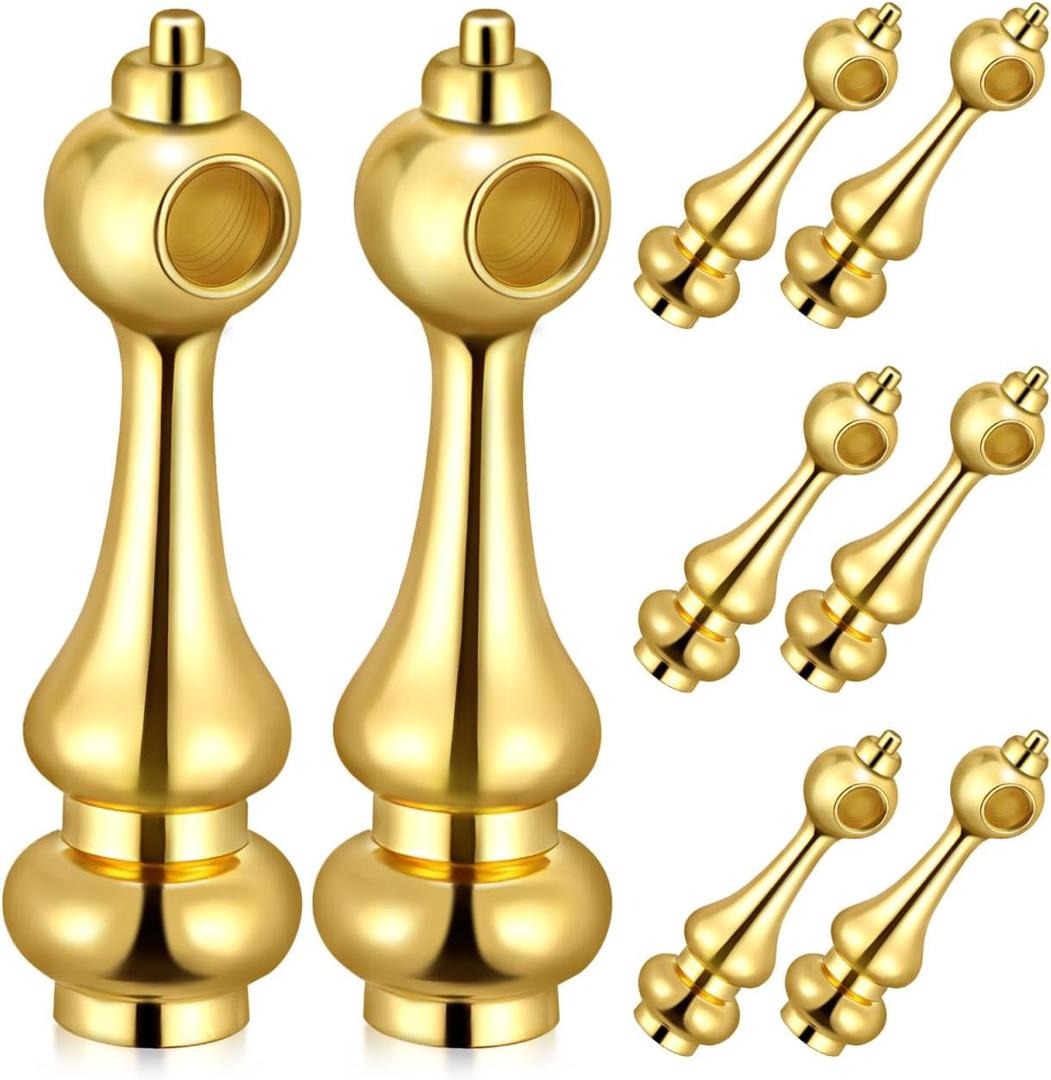 10Pcs Furniture Railing Post End Caps Glass Railing Post Connectors Solid Brass Gallery spindles for Cabinets Bars Cart (Gold)