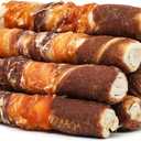 MON2SUN Dog Treats, Triple Flavor 6 Inch Chicken Liver Duck and Chicken Wrapped Rawhide Sticks, Teeth Cleaning Snacks for Medium Dogs, 17.6 oz, BBD: Jun 10/2027 (10 Count-Pack of 1)