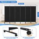 SUNALLY Room Divider 6FT Folding Privacy Screens with Lockable Wheels, 6 Panel Room Partition for Room Separator, 132" W Freestanding Portable Fabric Wall Dividers for Home Dorm Studio Office, Black