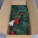 FORUP Set of 2 30 Inch Pre-Lit Pathway Christmas Trees Urn Filler, Outdoor Christmas Tree Decorations for Porch, Driveway, Yard, Garden, with 60 LED Lights, Red Berries, Pine Cones, Red Ball Ornaments