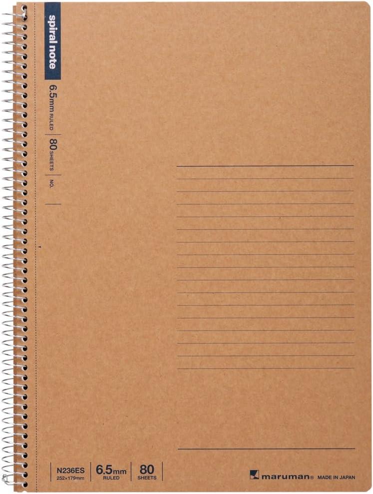 Maruman N236ES Notebook, Ring Notebook, 0.26 inches (6.5 mm), Ruled, Basic, B5, 80 Pieces, Set of 5